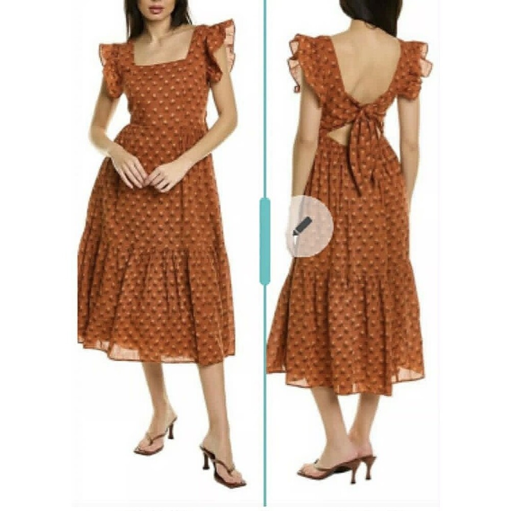 Madewell Ruffle Tiered Midi Dress Medium Floral Summer Cottagecore Festival Boho - Picture 7 of 8